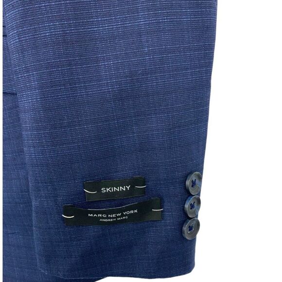 Andrew Marc Kids Blue Textured Two Button Skinny Fit Suit Jacket Size 14R NWT - Picture 3 of 5